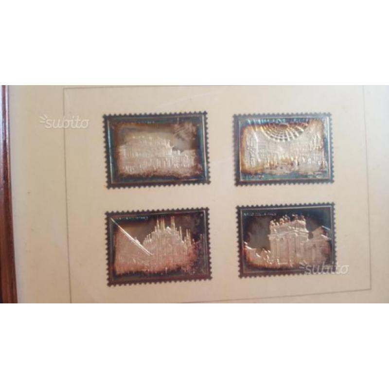4 francobolli in argento vecchia milano