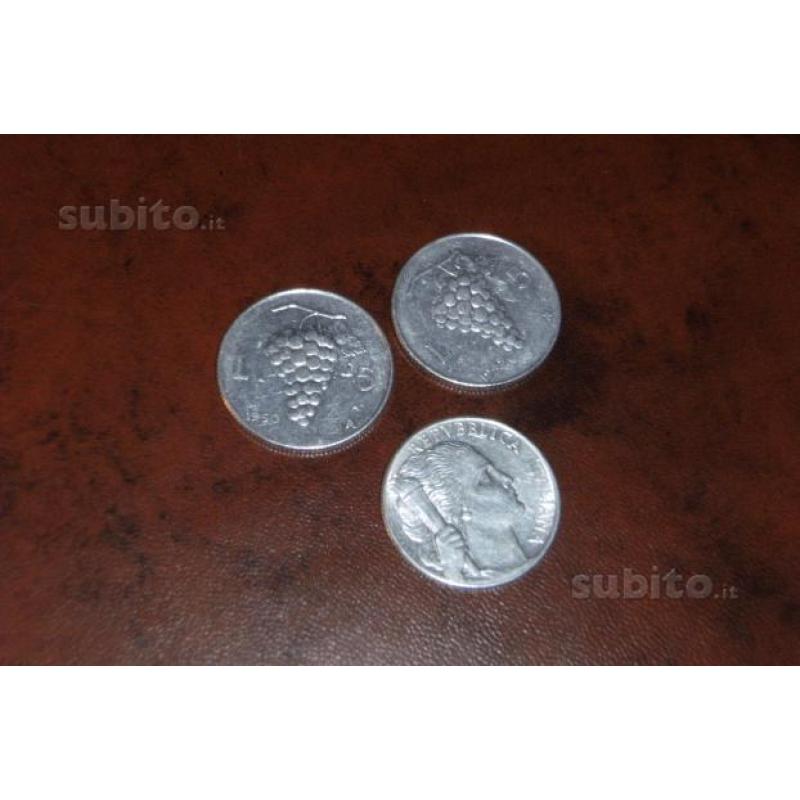 Monete Lira Repubblica Italiana -5£ Grappolo