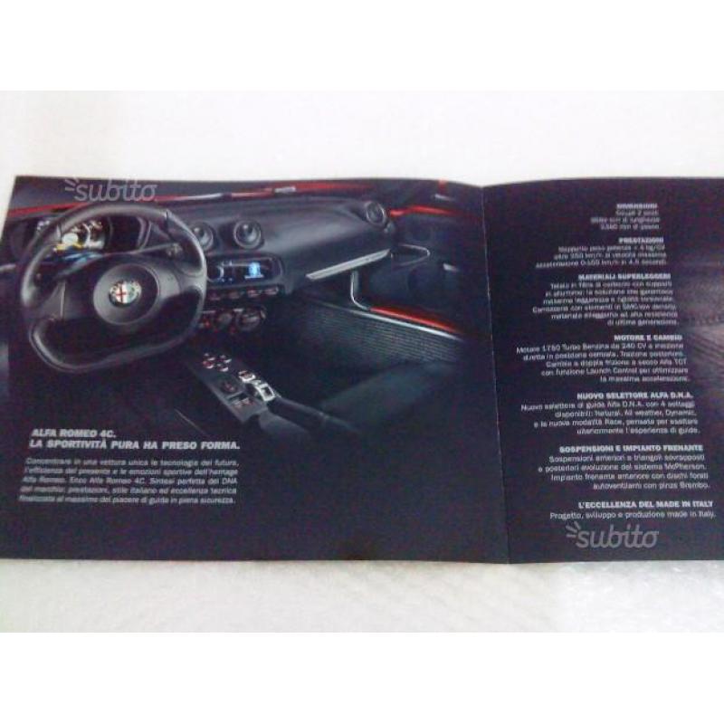 Brochure dépliant tecnico foto Alfa Romeo 4C